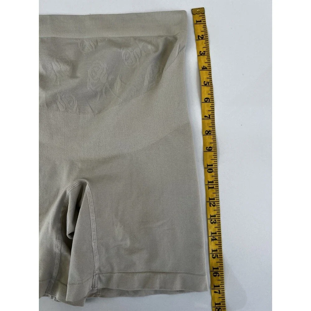 Maternity Pregnacy Beige High-Waisted Stretch Shapewear Shorts Belly Support M